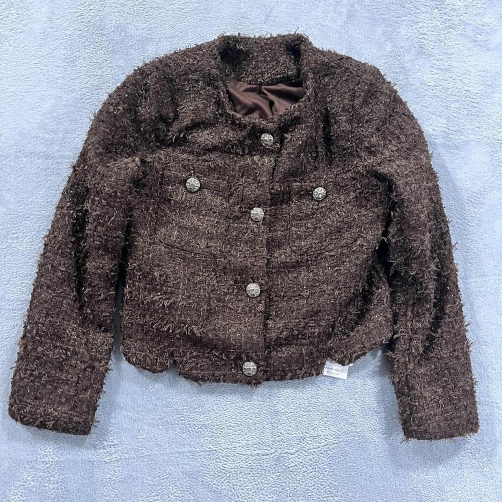 DAZY Button Blazer Jacket VTG Style Retro Brown S Women's Office